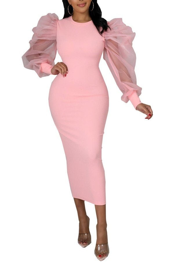 Classy Pink Ruffle Dress
