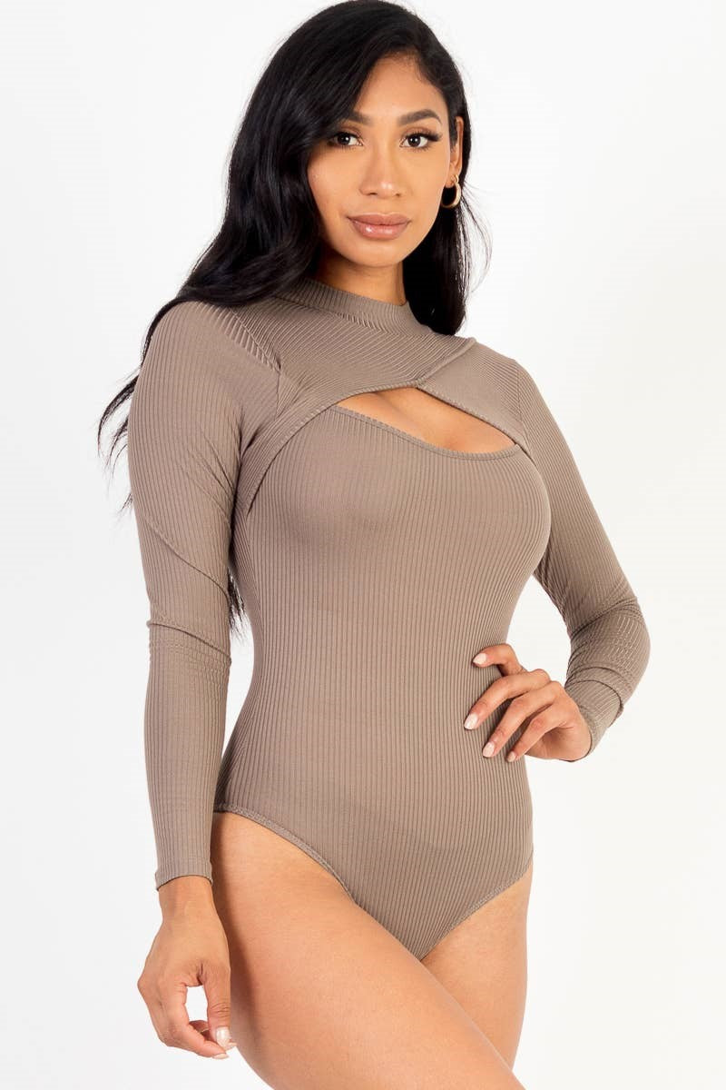 The Cross Over Ribbed Cut-Out Bodysuit